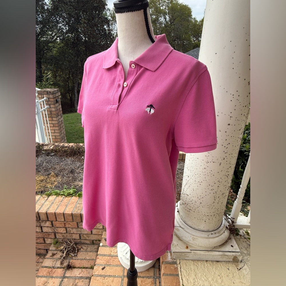 Brooks Brothers 346 Pink Polo Shirt Women Large Original Fit Cotton Preppy